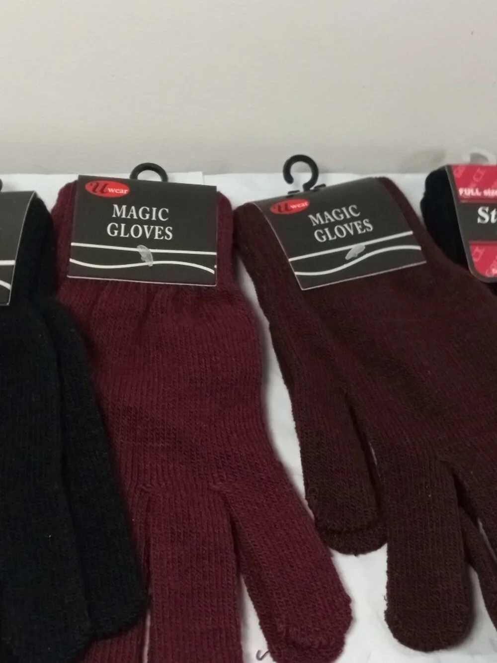 Lot of 4 NWT Winter Magic Stretch Gloves Unisex Black Maroon Brown Cozy Warm